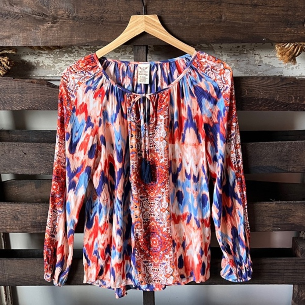FADED GLORY Top in Shades of Orange/Blue SMALL